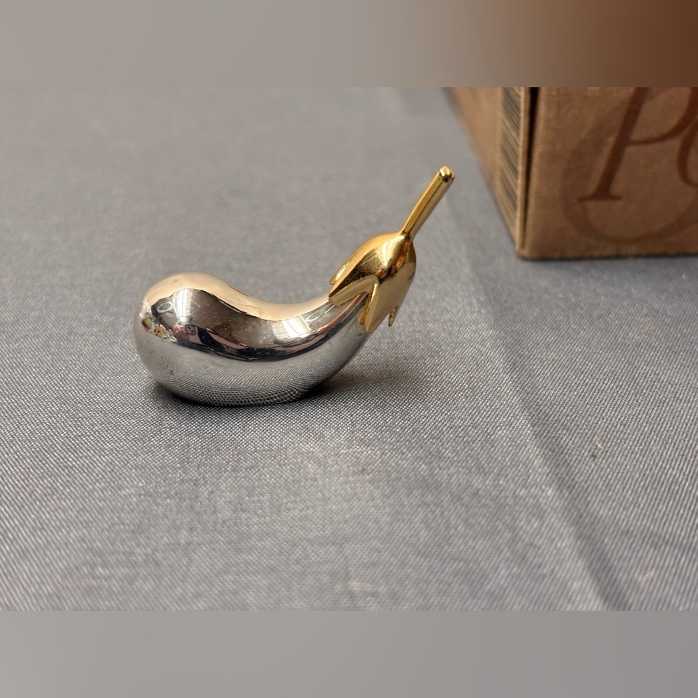 Joie De Vivre Vintage Silver & Gold toned Eggplant Knife Rests Set of 6 NIB NWT - Picture 3 of 6